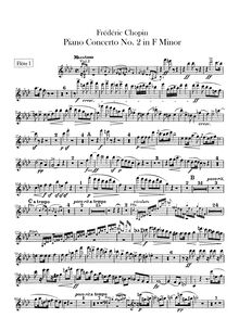 Partition flûte 1, 2, Piano Concerto No.2, F minor, Chopin, Frédéric