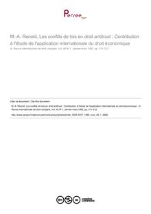 M.-A. Renold, Les conflits de lois en droit antitrust ; Contribution à l étude de l application internationale du droit économique  - note biblio ; n°1 ; vol.45, pg 311-312