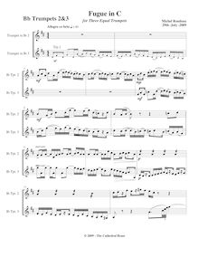 Partition trompette 2/3 (B♭), Fugue pour 3 trompettes en C major