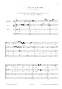 Partition Vocal et continuo score, Gustate et videte à , Doi Canti e Basso