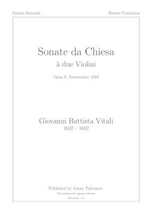 Partition Basso Continuo, Sonate da Chiesa à due Violini, Op.9, Vitali, Giovanni Battista par Giovanni Battista Vitali