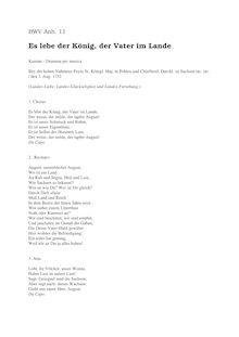 Partition Complete text, Es lebe der König, der Vater im Lande, Bach, Johann Sebastian
