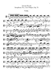 Partition altos, Symphony No.5, Symfonie č.5, F major, Dvořák, Antonín