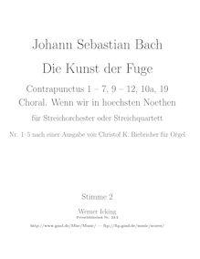 Partition violon 2 , partie, pour Art of pour Fugue, Die Kunst der Fuge