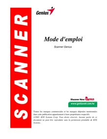 Notice Scanner Genius KYE Systems  ColorPage-HR6X Slim