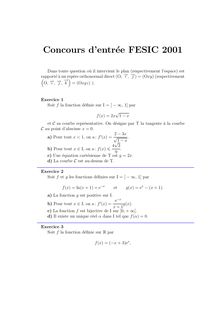 Mathématiques 2001 Concours FESIC