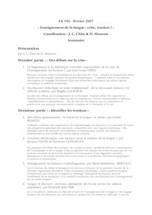 FA 156 - février 2007 « Enseignement de la langue : crise, tension ...