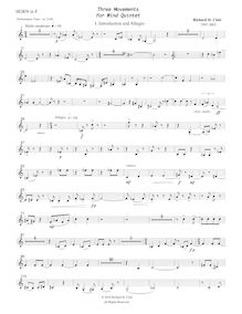 Partition cor en F, Three mouvements pour vent quintette, St. Clair, Richard