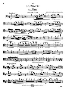 Partition de violoncelle, violoncelle Sonata en D minor