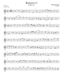 Partition ténor viole de gambe 2, octave aigu clef, fantaisies pour 5 violes de gambe par Michael East