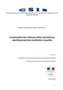 La prévention des violences faites aux femmes, spécifiquement des mutilations sexuelles