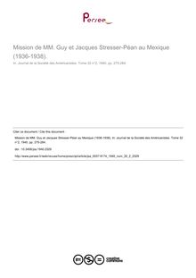 Mission de MM. Guy et Jacques Stresser-Péan au Mexique (1936-1938). - article ; n°2 ; vol.32, pg 275-284