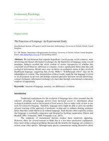 The functions of language: An experimental study