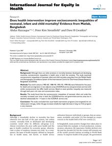 Does health intervention improve socioeconomic inequalities of neonatal, infant and child mortality? Evidence from Matlab, Bangladesh