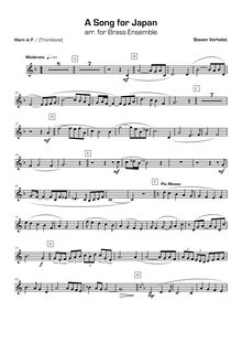 Partition Trombone/cor en F, A Song pour Japan, Verhelst, Steven