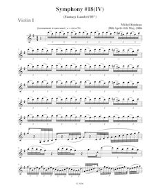 Partition violons I, Symphony No.18, B-flat major, Rondeau, Michel par Michel Rondeau