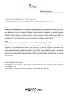 La loi dans la langue, loi de langue - article ; n°1 ; vol.60, pg 17-48
