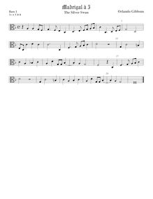 Partition viole de basse 1, alto clef, pour Silver Swan, Gibbons, Orlando