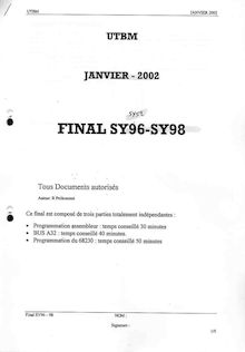Systèmes programmables industriels 2001 Ingénierie et Management de Process Université de Technologie de Belfort Montbéliard