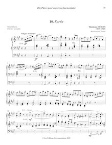 Partition , Sortie, Dix pièces pour orgue ou harmonium, Dubois, Théodore