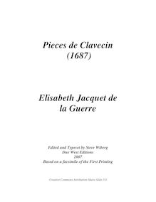 Partition complète of all mouvements, pièces de Clavecin par Elisabeth Jacquet de La Guerre