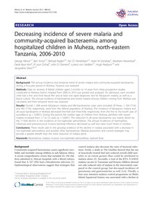Decreasing incidence of severe malaria and community-acquired bacteraemia among hospitalized children in Muheza, north-eastern Tanzania, 2006-2010