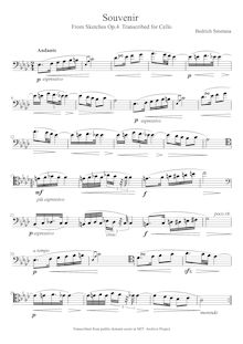 Partition de violoncelle, 4 sketches, 4 Črty, Smetana, Bedřich