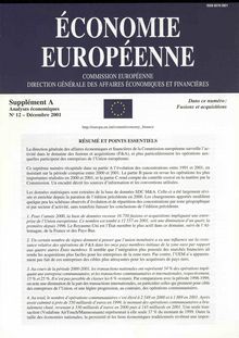 ÉCONOMIE EUROPÉENNE. Supplément A Analyses économiques N° 12 - Décembre 2001
