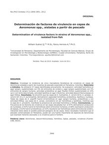 Determinación de factores de virulencia en cepas de Aeromonas spp., aisladas a partir de pescado