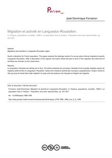 Migration et activité en Languedoc-Roussillon. - article ; n°3 ; vol.6, pg 501-507