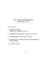 BULLETIN D INFORMATION MAI 2004 - No. 6