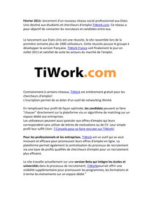 Lancement de TiWork France