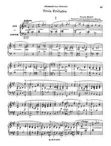 Partition complète of 3 mouvements, Trois préludes, Blazy, Maurice