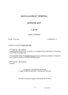 Bac Littéraire : option latin - session 2007