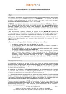 CONDITIONS GENERALES DE SERVICES DE MICRO-PAIEMENT 1. Objet Les ...