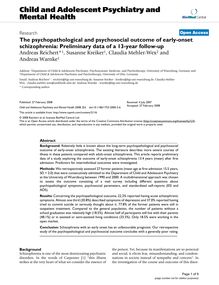 The psychopathological and psychosocial outcome of early-onset schizophrenia: Preliminary data of a 13-year follow-up