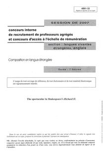 Agregint 2007 composition en langue etrangere agregation d anglais