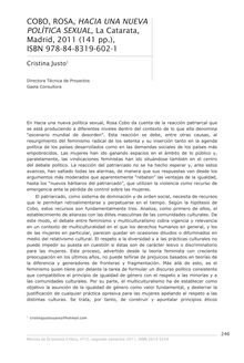 Cobo, Rosa, Hacia una nueva política sexual, Ediciones La Catarata, Madrid, 2011