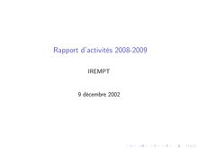 IREMPT - Rapport d activités 2008-2009