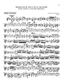Partition Solo , partie, Romance pour violon et orchestre, G Major
