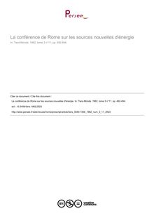 La conférence de Rome sur les sources nouvelles d énergie - article ; n°11 ; vol.3, pg 492-494