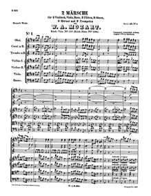 Partition complète, 2 Marches, Mozart, Wolfgang Amadeus par Wolfgang Amadeus Mozart