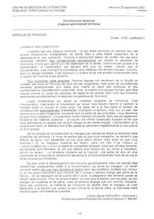 Français 2002 Concours externe interne 3ème voie Adjoint administratif territorial de 1ère classe