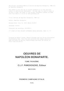 Oeuvres de Napoléon Bonaparte, Tome III. par Napoléon Bonaparte