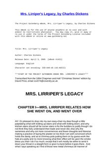 Mrs. Lirriper s Legacy