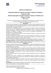 Topografía médica de Lanjarón en la Real Academia de Medicina yCirugía de Cádiz.(Medical topography in Lanjaron in Royal Academy of Medicine andSurgery of Cadiz.)