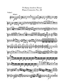 Partition violons I, Piano Concerto No.22, E♭ major, Mozart, Wolfgang Amadeus