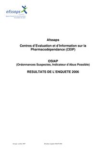 OSIAP - Résultats de l enquête 2006