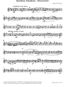 Partition clarinette 1 (B?), Imellem Fjeldene, F Major, Gade, Niels