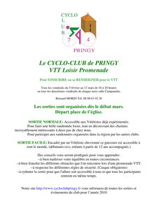 Le CYCLO-CLUB de PRINGY VTT Loisir Promenade